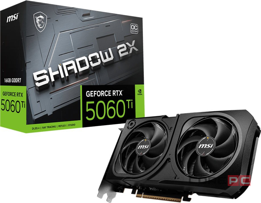Видеокарта MSI (G506T-16S2CP) GeForce RTX 5060 Ti 16G SHADOW 2X OC PLUS