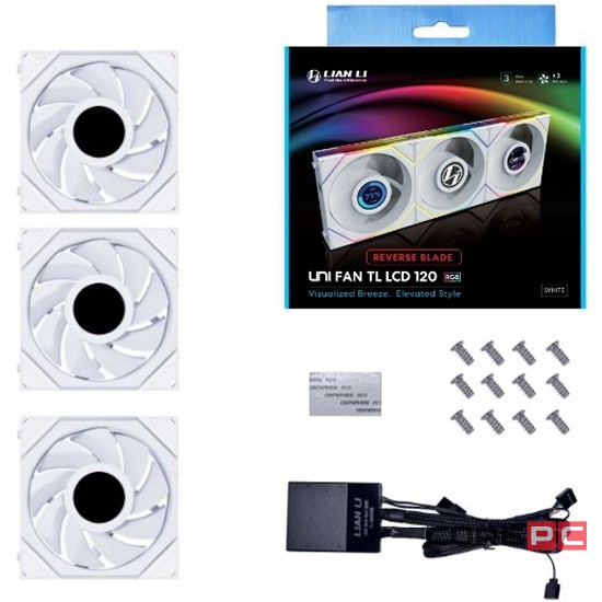 Комплект вентиляторов для корпуса Lian Li UNI FAN TL LCD 120 Reverse ARGB White (G99.12RTLLCD3W.R0)