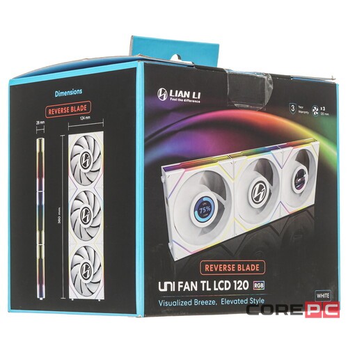 Комплект вентиляторов для корпуса Lian Li UNI FAN TL LCD 120 Reverse ARGB White (G99.12RTLLCD3W.R0)