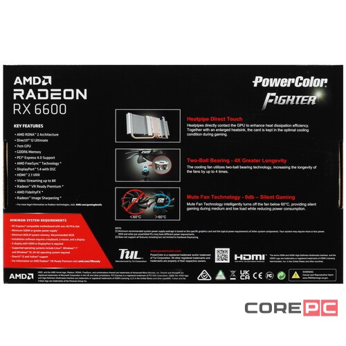 Видеокарта PowerColor (AXRX 6600 8GBD6-3DH) Radeon RX 6600 8GB Fighter OEM