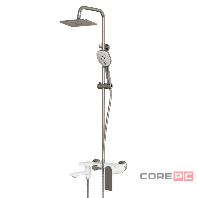 Душевая система MIXLINE 35к МЛ33-06(ML33-06) Сити излив лейка 3 поз. +лейкаТроп. душ белый/ХРОМ