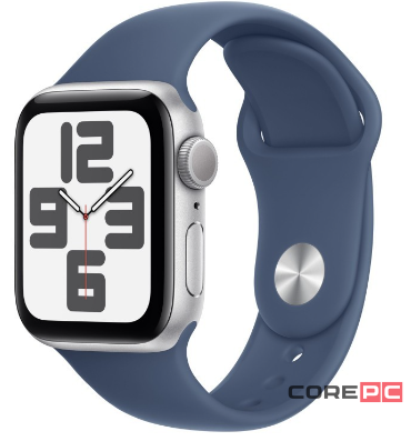 Apple Watch SE (2024) 40mm Silver Aluminium Case with Denim Sport Band (S/M)