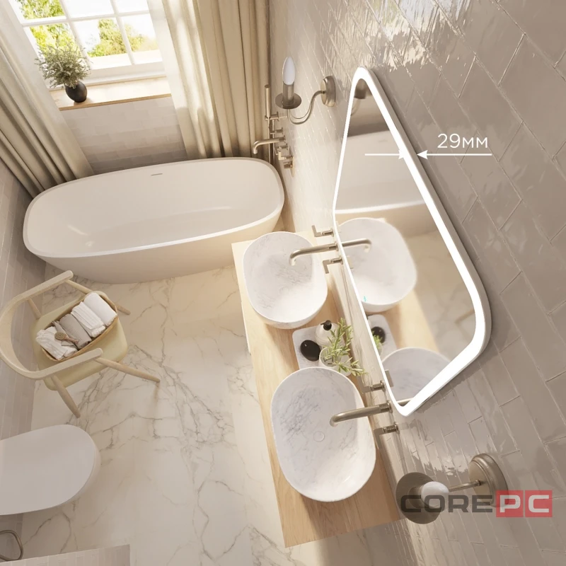 Зеркало MIXLINE Стив-2 800х680 (ШВ) сенсорный выключатель, светодиодная подсветка + подогрев
