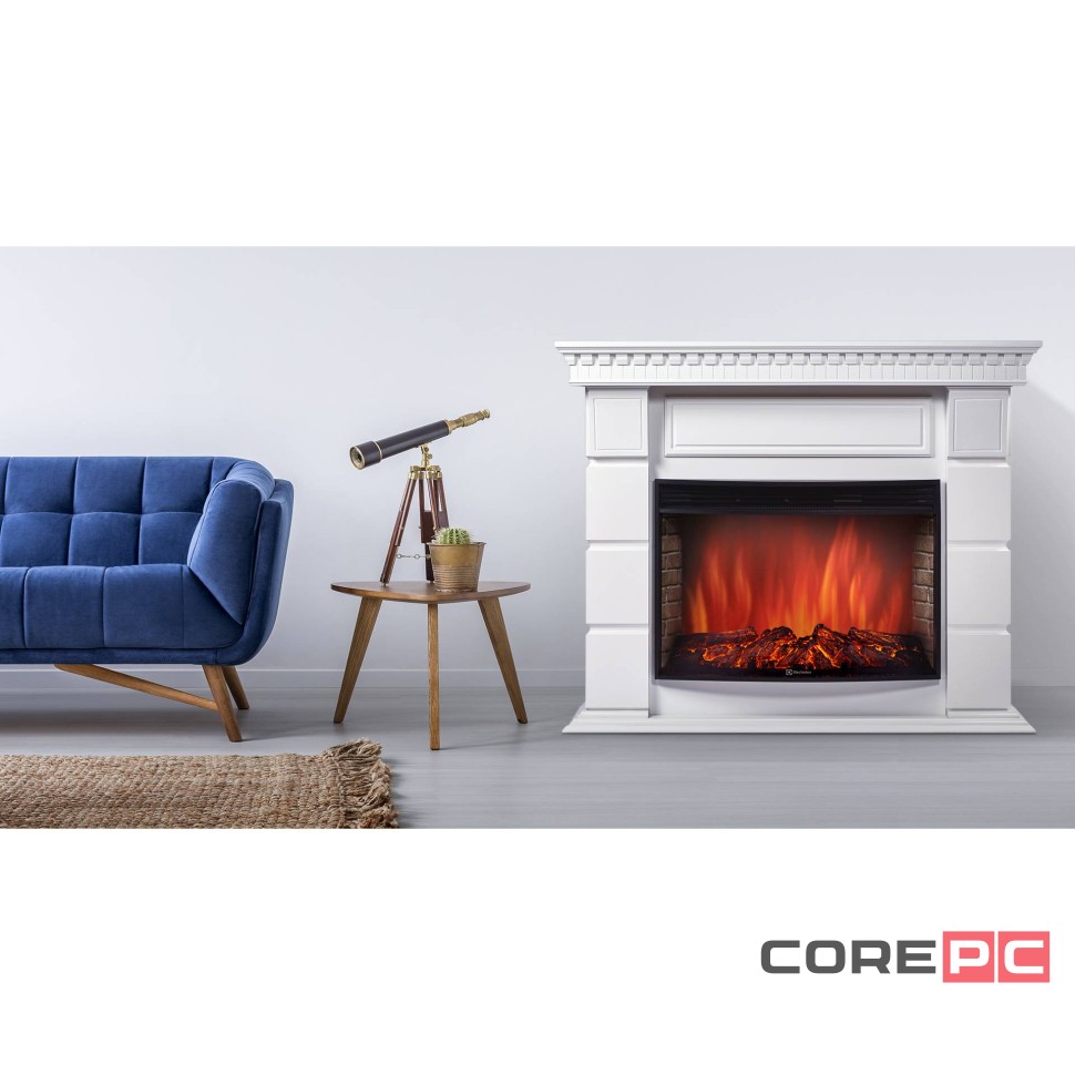 Каминокомплект: Очаг Electrolux Sphere Plus EFP/P-2720RLS с порталом Elegante 25 белый