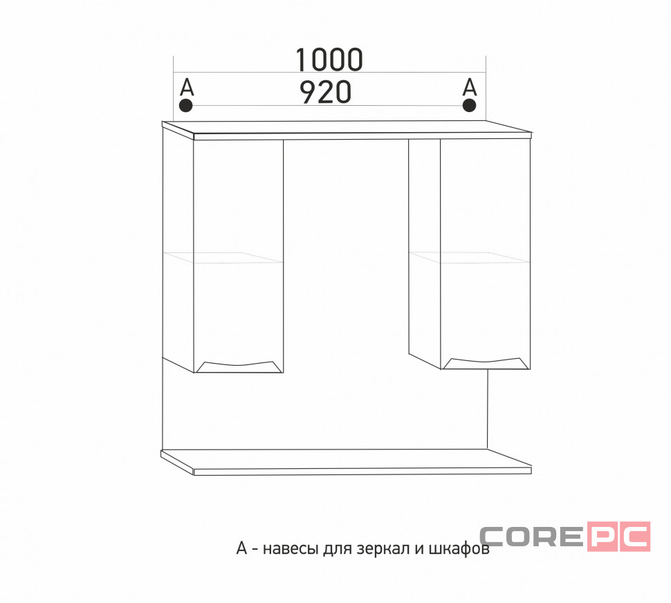 Зеркальный шкаф ЭТЬЕН-100 универсальный с подсветкой (ПВХ)