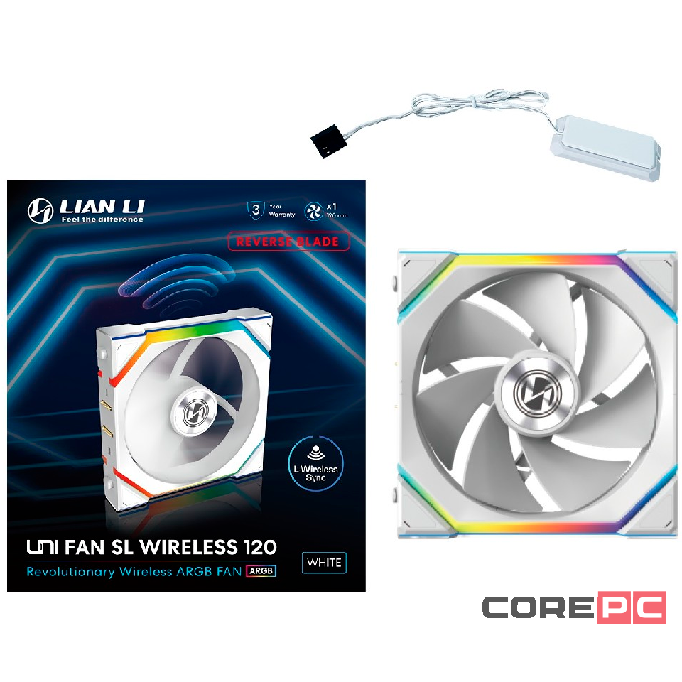 Вентилятор для корпуса Lian Li UNI FAN SL WIRELESS 120 Reverse Blade ARGB White 12RSL1W1W (G99.12RSL1W1W.R0)
