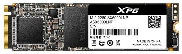 Твердотельный накопитель ADATA 512 Gb SX6000 LITE ASX6000LNP-512GT-C XPG