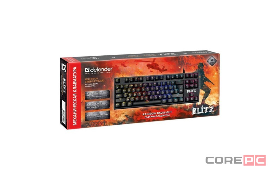 Механическая клавиатура Defender Blitz GK-240L RU,Rainbow