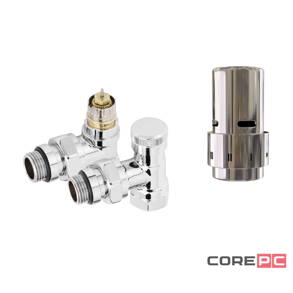 Набор термостатический угловой Royal Thermo Design 1/2quot; Click (Хром) с термоголовкой Design (Хром)