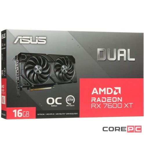 Видеокарта ASUS (DUAL-RX7600XT-O16G) Radeon RX 7600 XT 16GB DUAL OC 90YV0K21-M0NA00