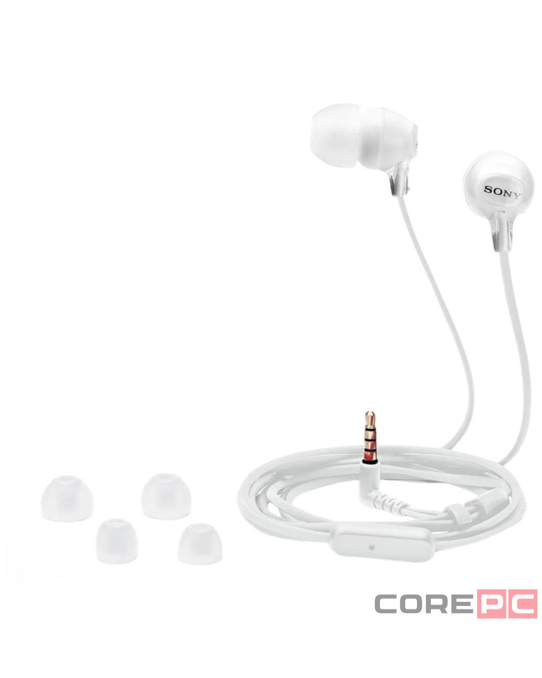 Стереонаушники Sony MDR-EX15AP с микрофоном белые