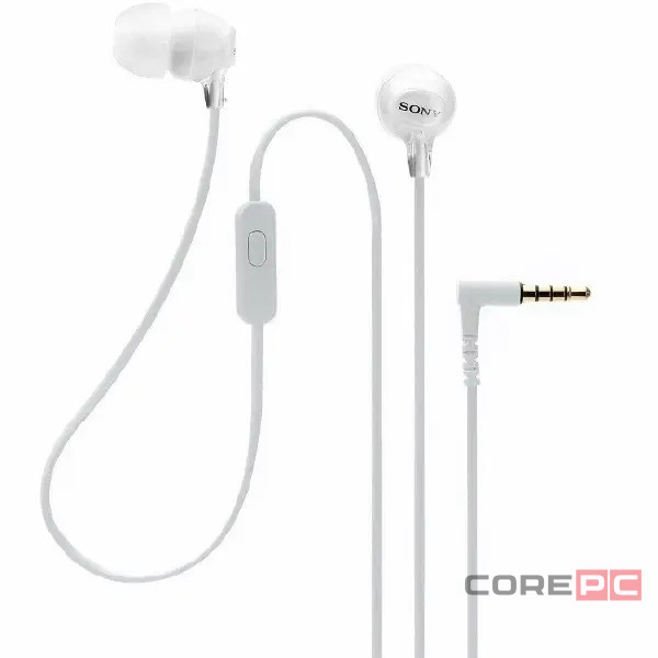 Стереонаушники Sony MDR-EX15AP с микрофоном белые