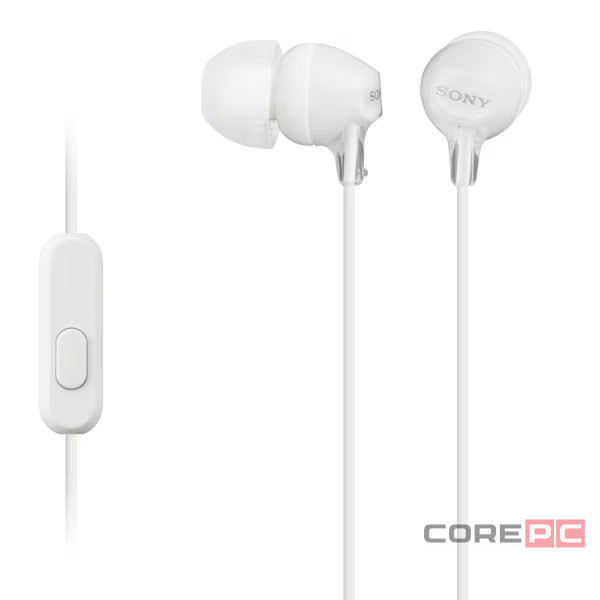 Стереонаушники Sony MDR-EX15AP с микрофоном белые