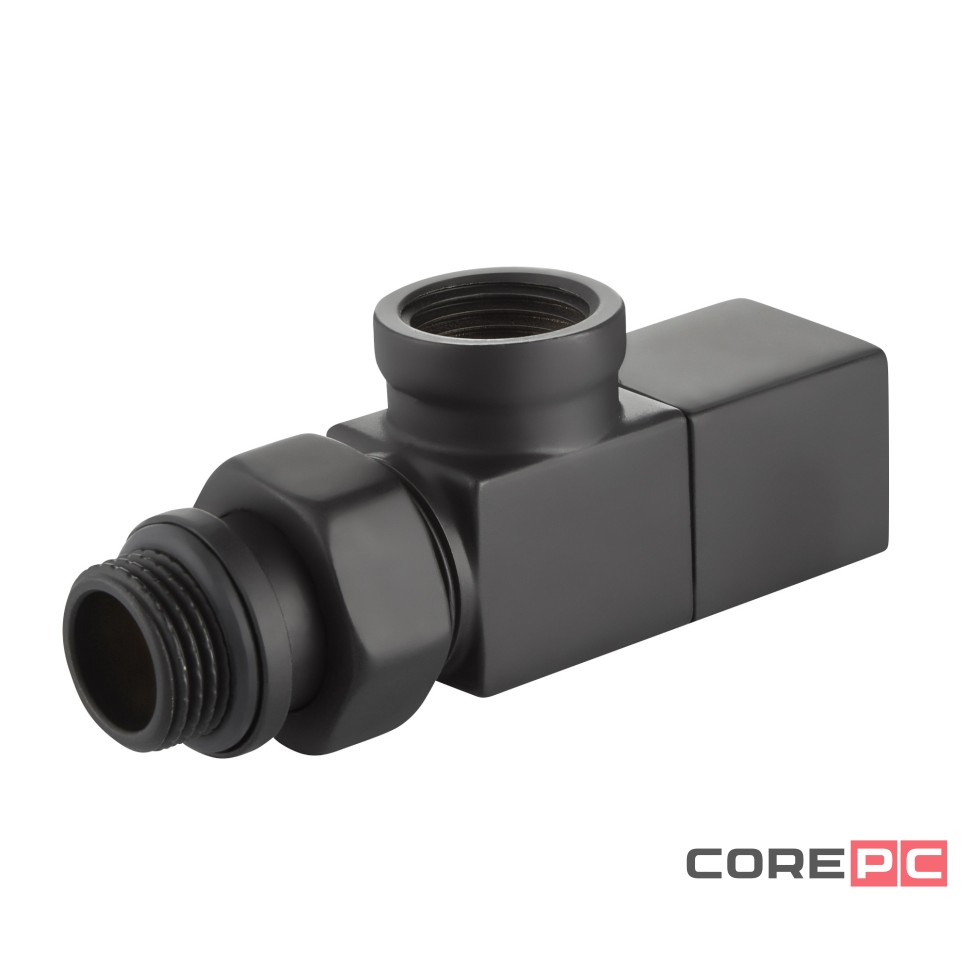 Набор дизайн-вентилей Royal Thermo CUBE, осевой (черный) 1/2quot;