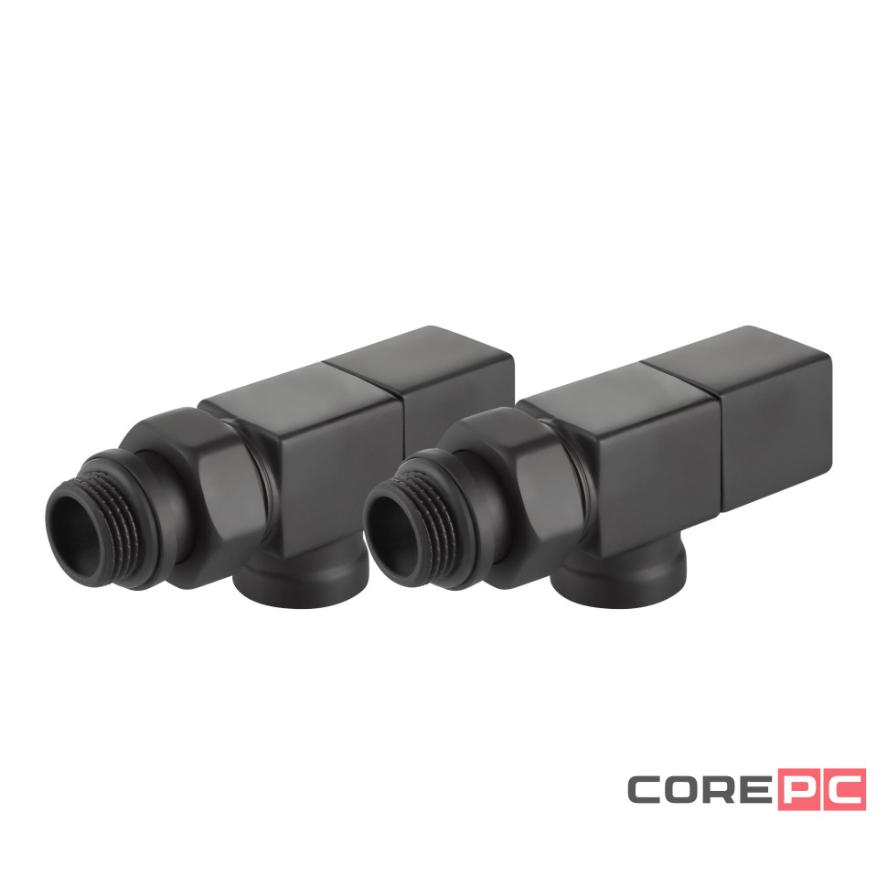 Набор дизайн-вентилей Royal Thermo CUBE, осевой (черный) 1/2quot;