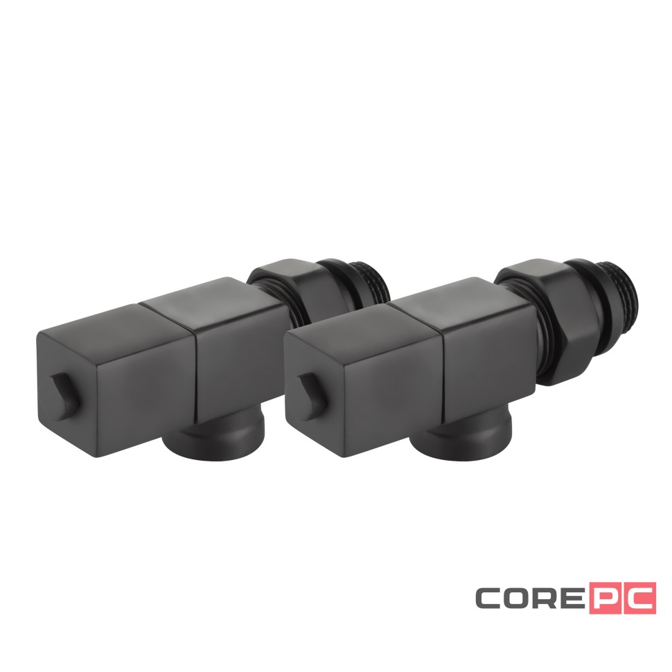 Набор дизайн-вентилей Royal Thermo CUBE, осевой (черный) 1/2quot;