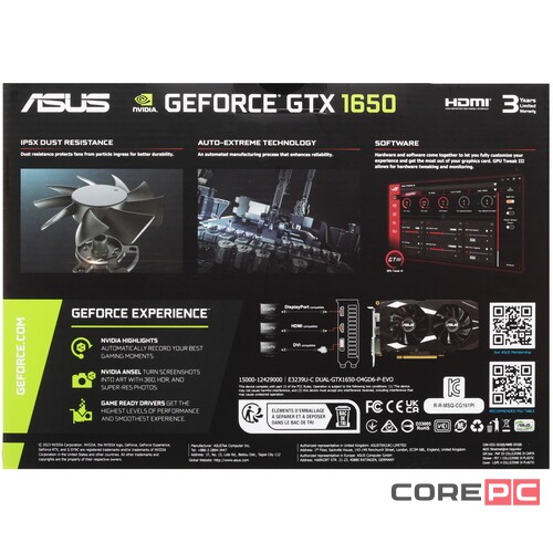 Видеокарта ASUS (DUAL-GTX1650-O4GD6-P-EVO) GeForce GTX 1650 4GB D6 90YV0EZD-M0NA00