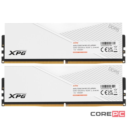 Оперативная память 32 Gb 7200 MHz ADATA XPG LANCER RGB White (AX5U7200C3416G-DCLARWH)