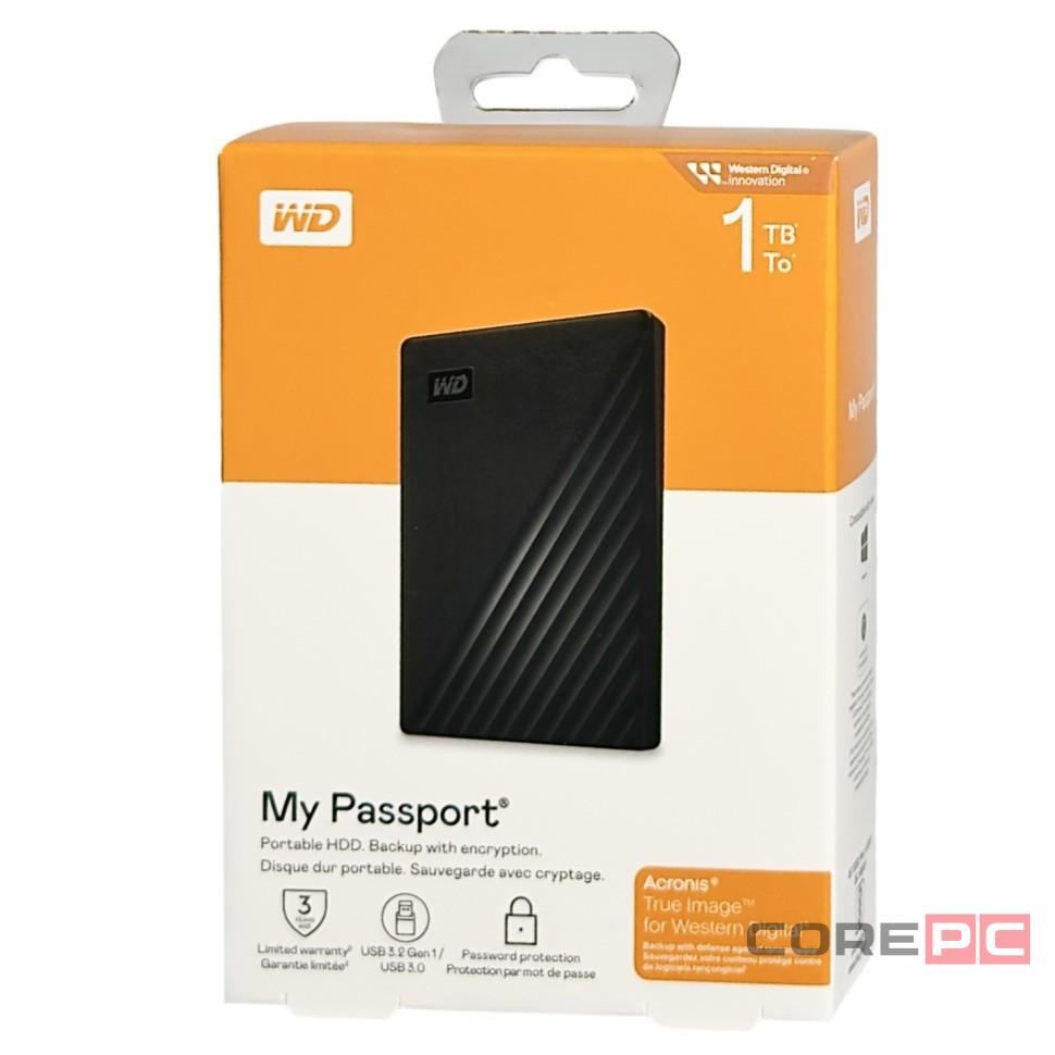 Внешний жесткий диск 1TB WD My Passport (WDBYVG0010BBK-WESN) черный