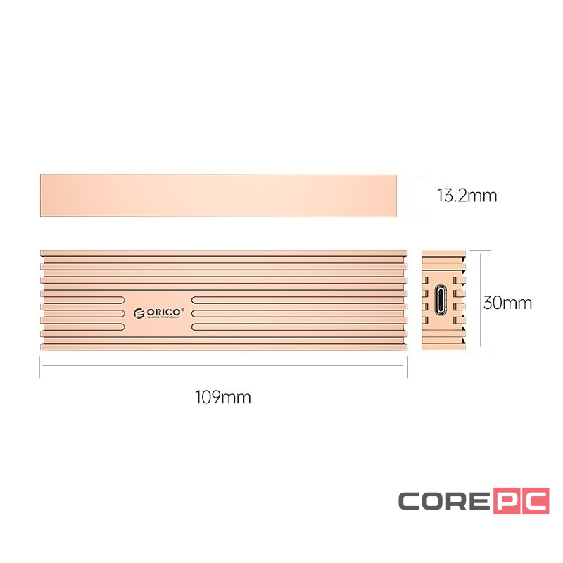 Внешний корпус для M2 NVMe/NGFF(SATA) Orico FV35C3-G2 USB-C3.2 розовое - золото