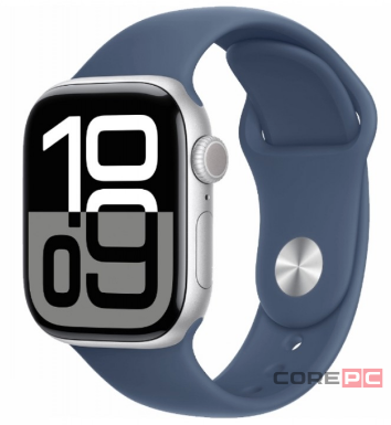 Apple Watch Series 10 46mm Silver Aluminum Case with Denim Sport Band (S/M)