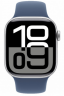 Apple Watch Series 10 46mm Silver Aluminum Case with Denim Sport Band (S/M)