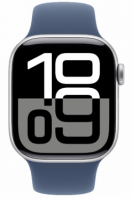 Apple Watch Series 10 46mm Silver Aluminum Case with Denim Sport Band (S/M)