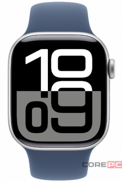 Apple Watch Series 10 46mm Silver Aluminum Case with Denim Sport Band (S/M)