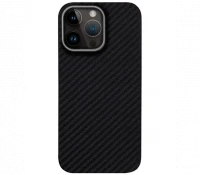 Чехол-накладка Luxo Life+ Magsafe для Apple iPhone 15 Pro карбоновый (черно-серый в полоску)