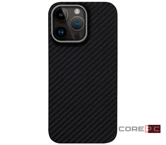 Чехол-накладка Luxo Life+ Magsafe для Apple iPhone 15 Pro карбоновый (черно-серый в полоску)