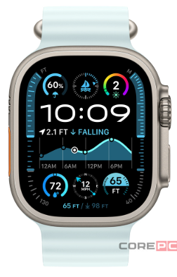 Apple Watch Ultra 2 (2024) 49mm Natural Titanium Case with Ice Blue Ocean Band (One Size)