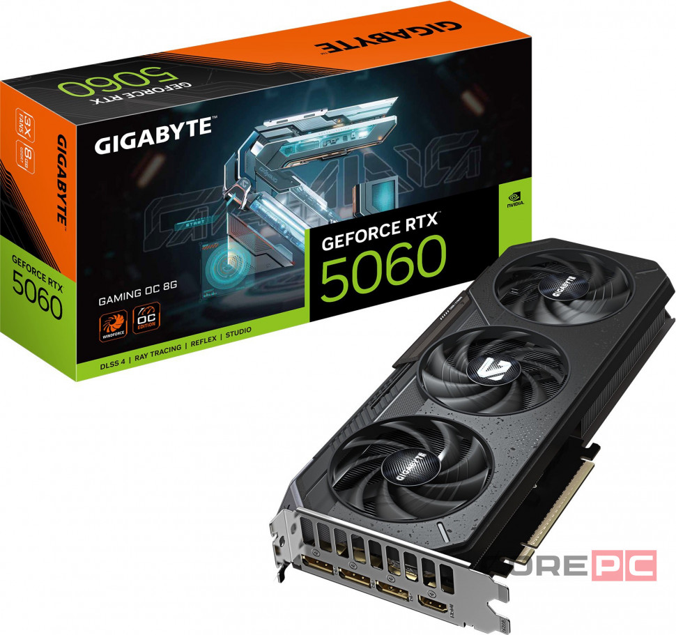 Видеокарта Gigabyte (GV-N5060GAMING OC-8GD) GeForce RTX 5060 8GB GAMING OC