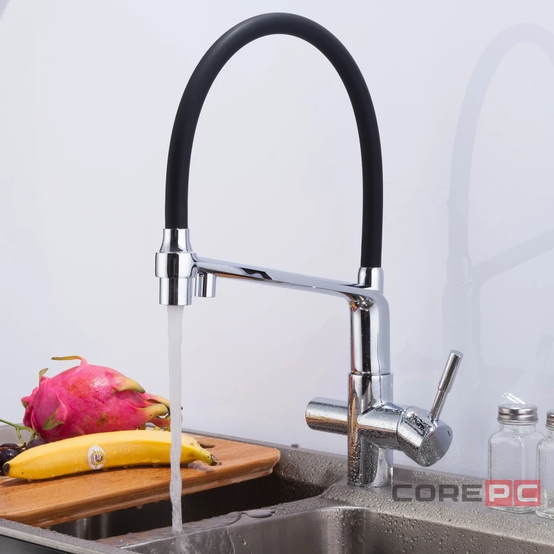 Смеситель для кухни Gappo G4398-7, рычажное управление, цвет хром/черный