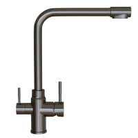 Смеситель для кухни MIXLINE МЛНС-0320Г/MLSS-0320BL, рычажное управление, цвет черный графит