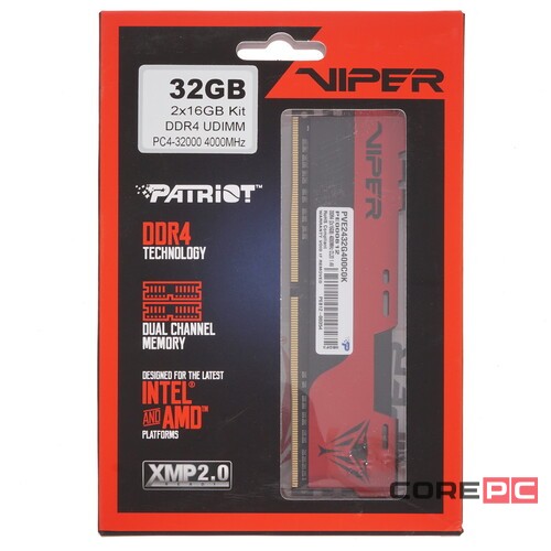 Оперативная память 32 Gb 4000 MHz PATRIOT VIPER ELITE (PVE2432G400C0K)