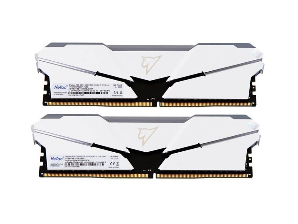 Оперативная память 16 Gb 3200 MHz NETAC SHADOW RGB Silver (NTSRD4P32DP-16SC)