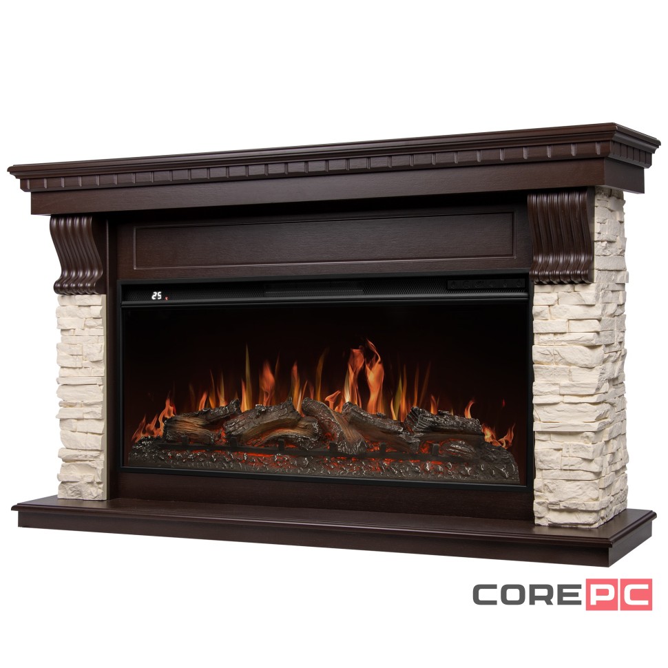 Портал Firelight Michigan 42/40/36, камень молочный, шпон темный дуб