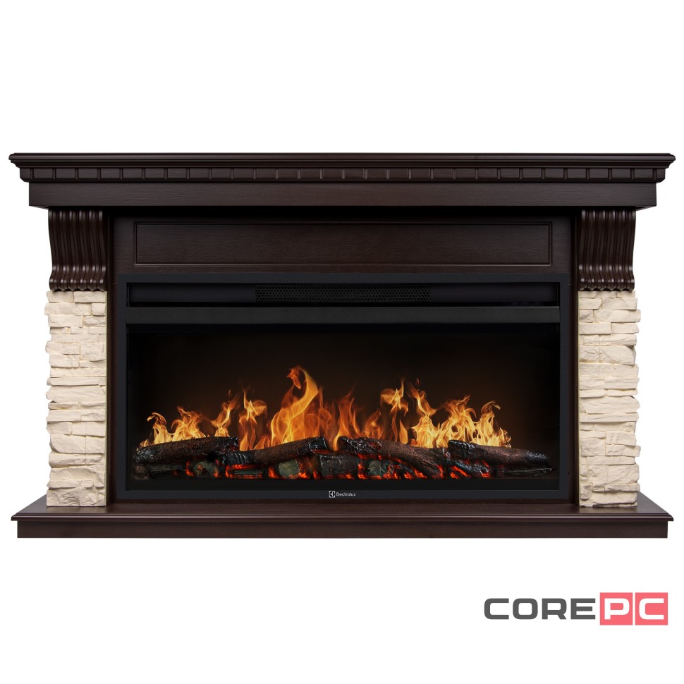 Портал Firelight Michigan 42/40/36, камень молочный, шпон темный дуб