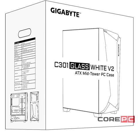 Компьютерный корпус Gigabyte C301 Glass TG White GB-C301GW