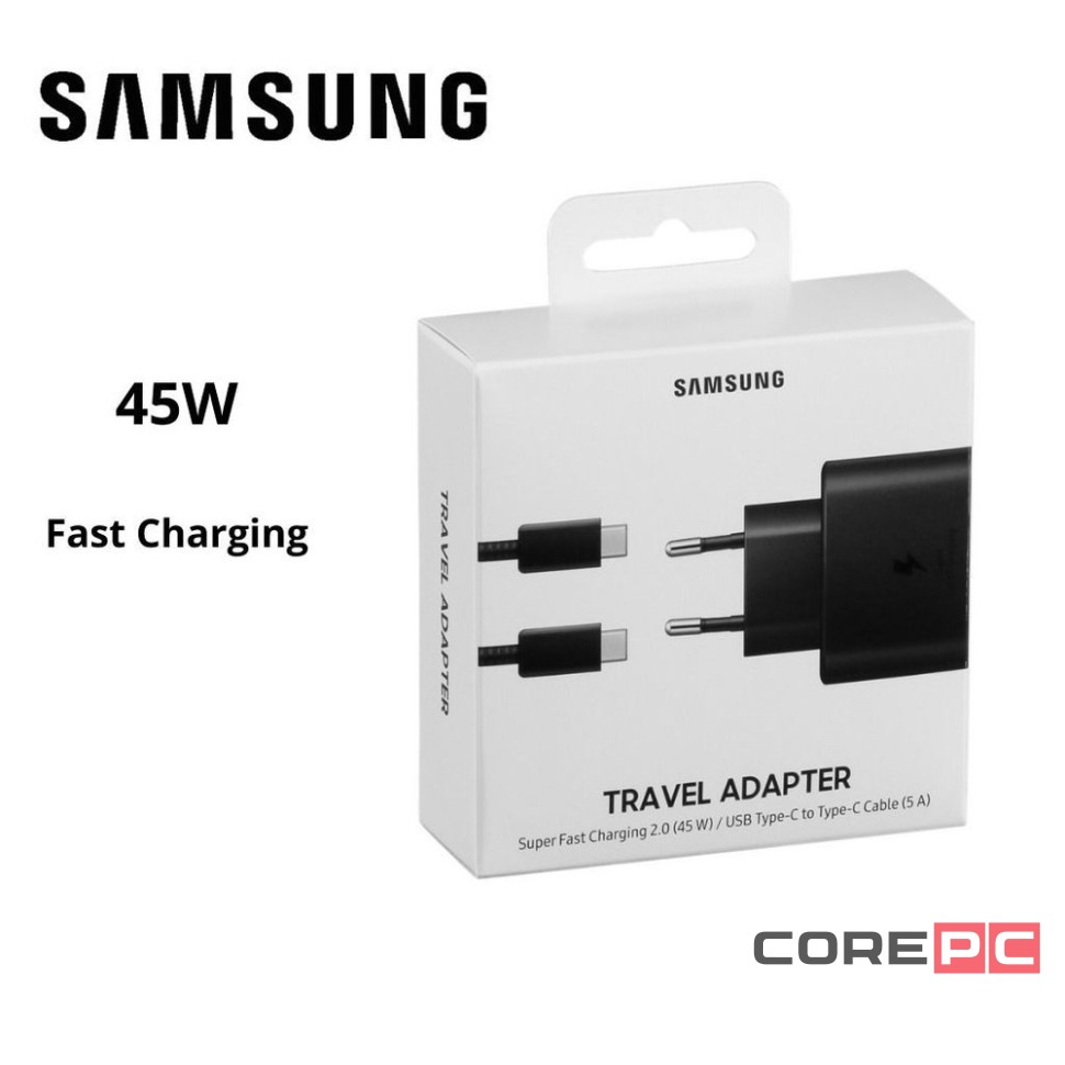 Сетевое зарядное устройство Samsung Super Fast Charger USB Type-C 45W + Cable Type-C (черный)
