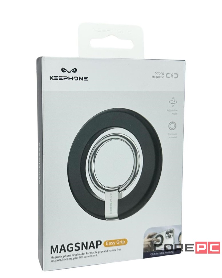 Магнитный держатель-кольцо для i-Phone Keephone MagSnap Easy Grip черный